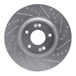 Hyundai Sonata Brake Rotor (1) - Front Right - R1 Concepts - Drilled & Slotted - Silver - `11-`25